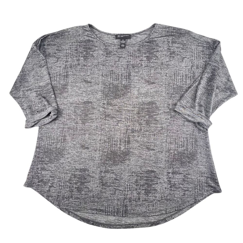 International Concepts Blouse 2X Weekend Chic Drapey Relaxed Fit Metallic Top